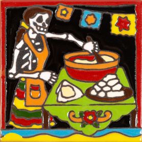 Cocinero - serie Catrina - piastrella in ceramica dal Messico - 1 pezzo