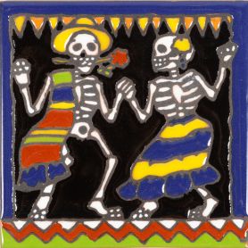Baile - serie Catrina - piastrelle messicane dipinte a mano - 1 pezzo