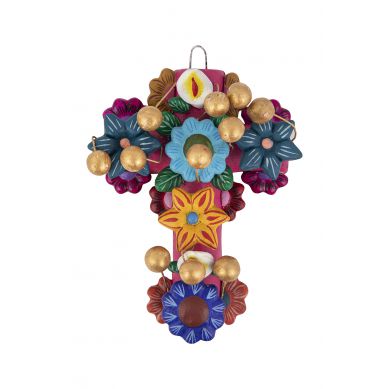 Cruz con flores - simbolo della croce - artigianato dal Messico
