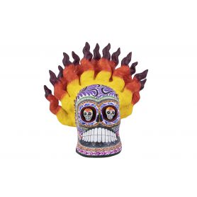 Craneo con Flamas - cranio in fiamme dal Messico - altezza 25 cm